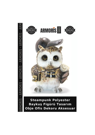 Steampunk Polyester Baykuş Figürü Tasarım Obje Ofis Dekoru Aksesuar