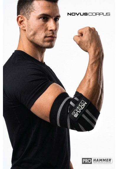 Fitness Dirsek Sargısı Sakatlık Önleyici Destekleyici Spor Dirseklik Elbow Wraps Crossfit Bandajı - 2 Adet - Siyah/gri Desen