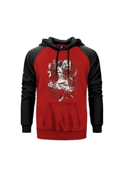 The Witcher Ciri Kırmızı Renk Reglan Kol Sweatshirt Kırmızı