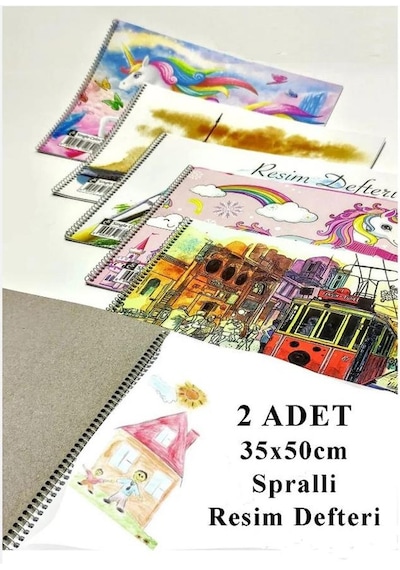 Resim Çantası 35x50 Cm Resim Defteri Palet Fırça Seti 1 Paket Pembe Resim Proje Çantası Fermuarlı Kulplu 37x54 Cm