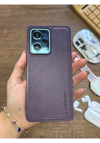 Samsung Galaxy Note 20 Ultra Uyumlu Premium Deri Dokulu Darbelere Dayanıklı Nazal Silikon Kılıf Mor