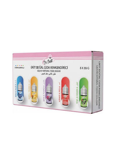 Doğal Sıvı Gıda Boyası 5x35 Gr Mavi Sarı Mor Kırmızı Yeşil
