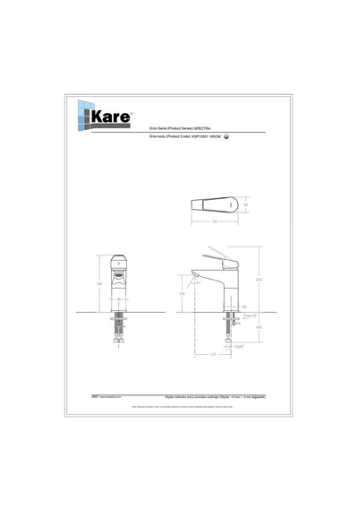 Kare Spectra Mix Lavabo Bataryası 153