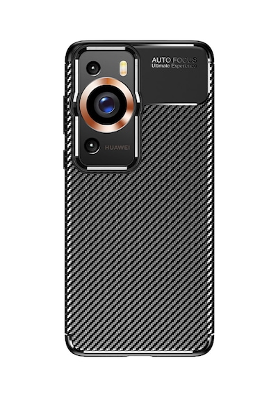 Huawei P60 Pro Kılıf Karbon Görünümlü Silikon Kamera Korumalı Üstün Koruma Celikaksesuar Siyah