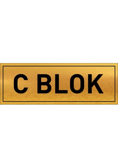 C Blok Yazılı Gold Metal Levha 20 X 7 Cm