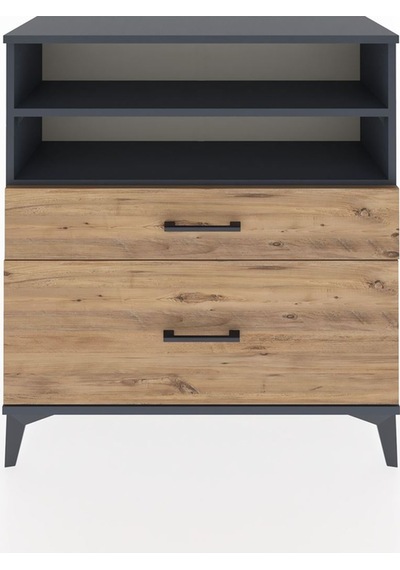 Arges Şifonyer 2 Raflı 2 Çekmeceli 88x30x96 Antrasit-çam Antrasit