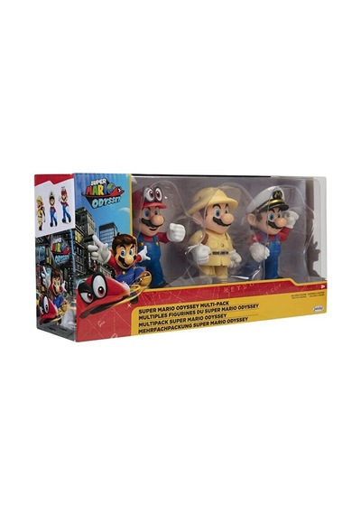 Süper Mario Odyssey 3'lü Paket Aksiyon Figürleri - Kaptan Mario, Explorer Mario Ve Mario İle Cappy
