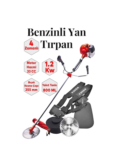 Rdx9639 4 Zamanlı Benzinli Yan Tırpan - 33 Cc / 3.2 Kw Kenar Alma Makinesi Çim Biçme Makinesi Çalı Kesme Makinesi Ağaç Testeresi Kesme Makinesi