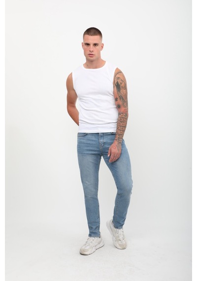 Erkek Skinny Fit Düşük Bel Dar Kesim Dar Paça Likralı Mavi Jean Pantolon Mavi Erkek Skinny Fit Düşük Bel Dar Kesim Dar Paça Likralı Mavi Jean Pantolon Mavi