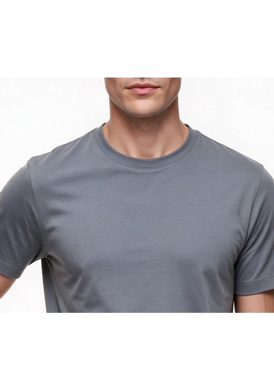 Jsco Erkek Bisiklet Yaka Rahat Kesim Pamuklu Kısa Kollu Basic T-shirt Js2674 Açık Gri