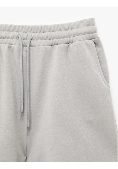 Koton Cepli Beli Bağcıklı Pamuklu Slim Fit Mini Şort Gri 6sal40004ık Gri