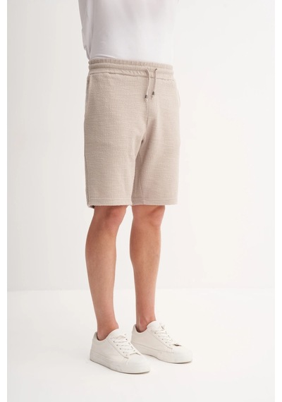 Cazador Jakarlı Regular Fit Örme Bermuda Şort 6073 Bej Bej