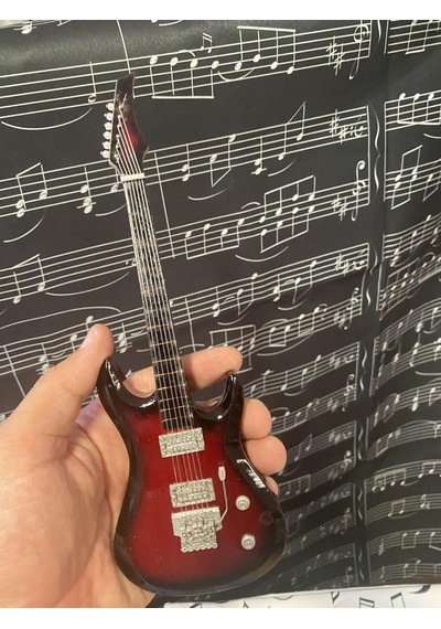 Herşey Nota Elektro Gitar Koyu Kahve El Yapımı Biblo Minyatür 25