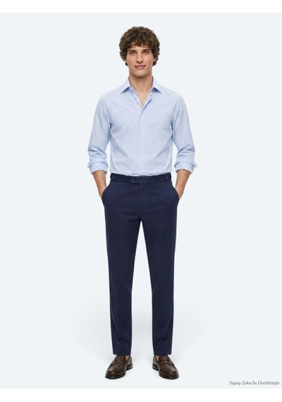 Kip Lacivert Düz Dokuma Regular Fit Casual Pamuk Karışımlı Pantolon Lacivert --