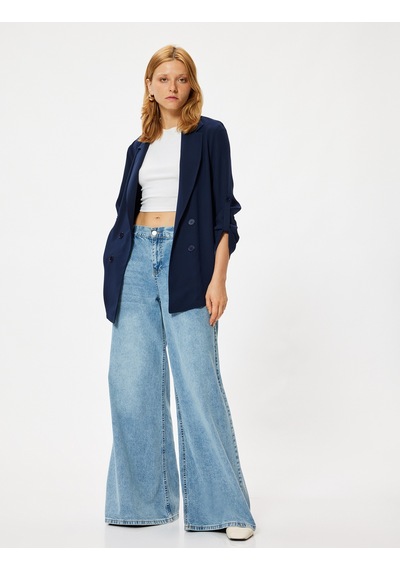 Koton Blazer Ceket Ters Kruvaze Yaka Bol Kalıp 3/4 Kol Krep Kumaş Lacivert 5wak50013ew Lacivert Koton Blazer Ceket Ters Kruvaze Yaka Bol Kalıp 3/4 Kol Krep Kumaş Lacivert 5wak50013ew Lacivert