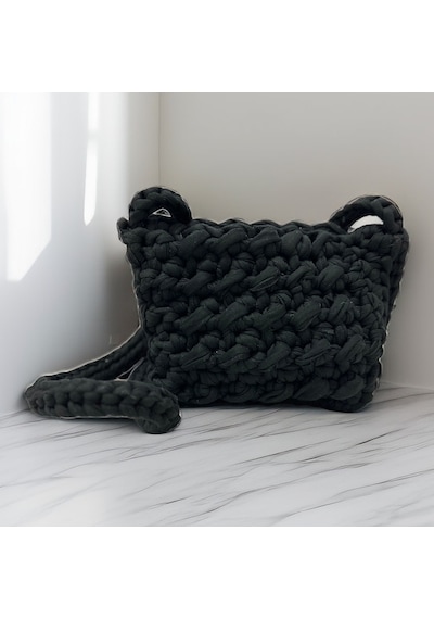 Byehandmade El Yapımı Siyah Renk Küçük Omuz Çantası Siyah