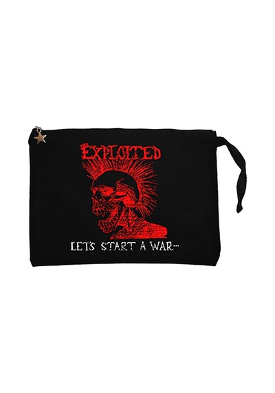The Exploited Let's Start a War Siyah Clutch Cüzdan / El Çantası Siyah