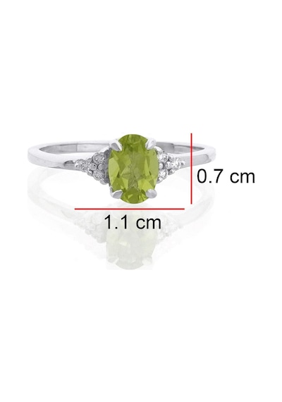 Peridot Oval Tektaş Pırlanta Yüzük Beyaz