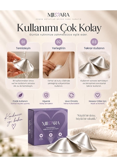 Milvara 999 Ayar Gümüş Kaplama Göğüs Ucu Koruyucu Kapak Standart Boy