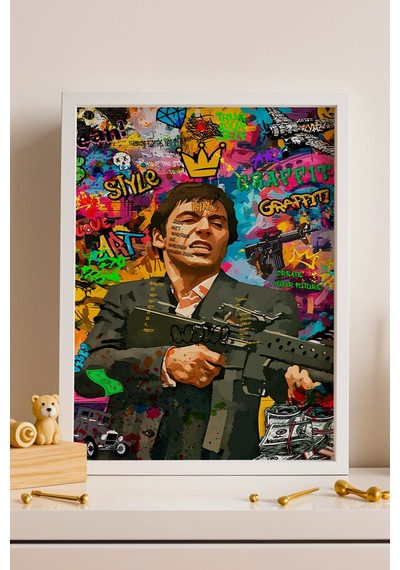 Tony Montana Çerçeveli Tablo Graffiti Ofis İçin Hediye Street Art