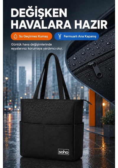 Orijinal Çok Gözlü Geniş İç Hacimli Su Geçirmez & Fermuarlı Yan Cepli Tote Bag Ofis Okul Üniversite Spor İçin Askılı Anne Shopper Günlük Çok Amaçlı El Kol Ve Omuz Çantası Büyük Boy - 35x34x9 Cm Siyah Orijinal Çok Gözlü Geniş İç Hacimli Su Geçirmez & Fermuarlı Yan Cepli Tote Bag Ofis Okul Üniversite Spor İçin Askılı Anne Shopper Günlük Çok Amaçlı El Kol Ve Omuz Çantası Büyük Boy - 35x34x9 Cm Siyah