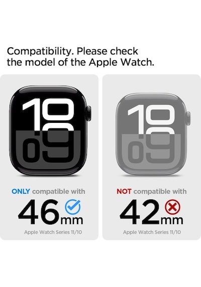 Apple Watch 46mm Seri 11/10 İle Uyumlu Kılıf Rugged Armor Matte Black - Acs08597 Çok Renkli