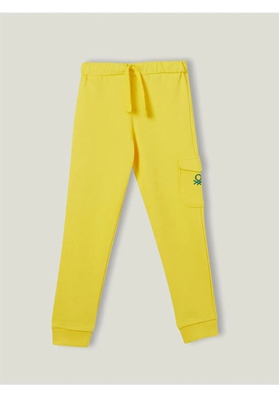 United Colors Of Benetton Beli Lastikli Baskılı Kız Çocuk Jogger Eşofman Altı Sarı