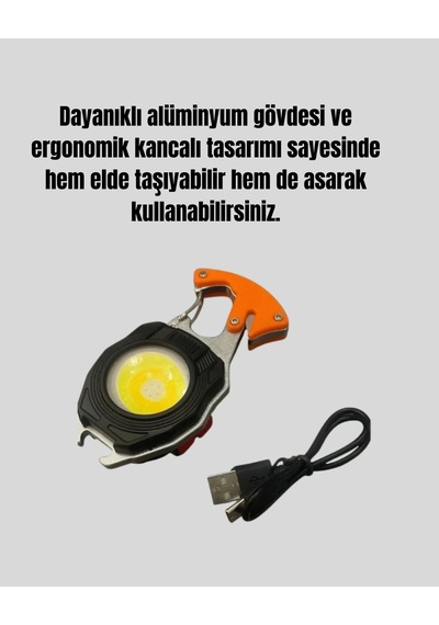 Hubrendy Tekno Usb Şarjlı Mini Led Anahtarlık Fener
