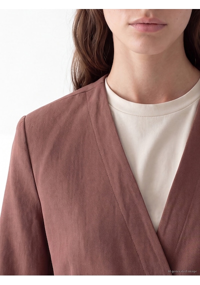 Lcw Modest Kahverengi Kruvaze Yaka Bağlamalı Oversize Kadın Blazer Ceket