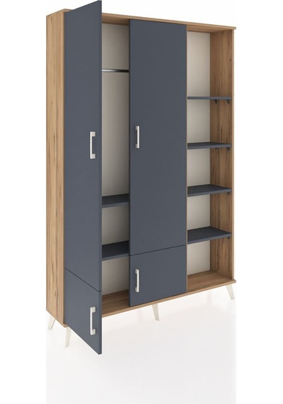 Arges Dolap 6 Raflı 4 Kapaklı Tek Askılı 132x30x195 Çam-antrasit/antrasit Antrasıt/antrasıt Arges Dolap 6 Raflı 4 Kapaklı Tek Askılı 132x30x195 Çam-antrasit/antrasit Antrasıt/antrasıt