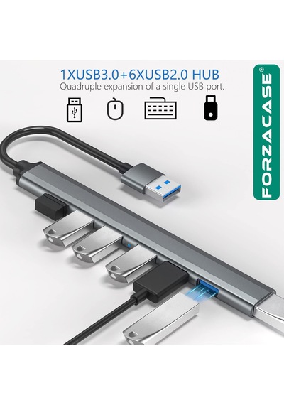 Usb 3.0 To Usb 2.0 Port Çoğaltıcı Hub 7in1 Otg Adaptör 6lı Usb Çoklayıcı -fc445