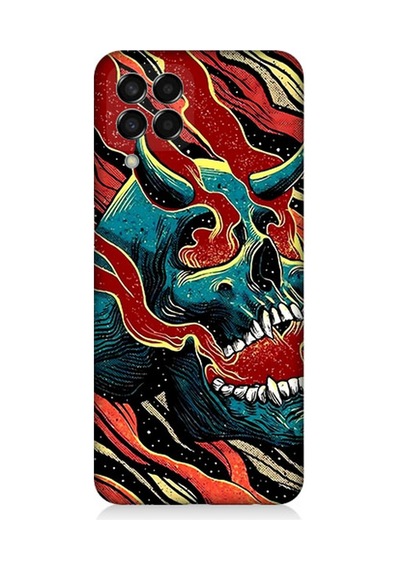Samsung Galaxy M33 Uyumlu Silikon Kılıf Devil Skull Şeytan Kafatası