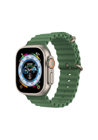 Apple Uyumlu Watch 1 2 3 4 5 6 7 8 Se Ultra 38/40/41mm Ocean Loop Tokalı Kayış Kordon - Koyu Yeşil