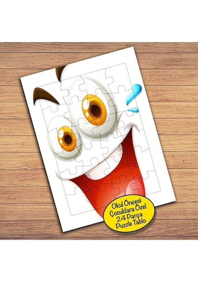 Komik Gülen Surat -emoji Çocuklara Özel Puzzle Yapboz Tablo-14005