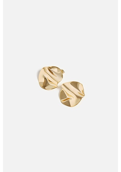 Dalga Desenli Oval Küpe Gold