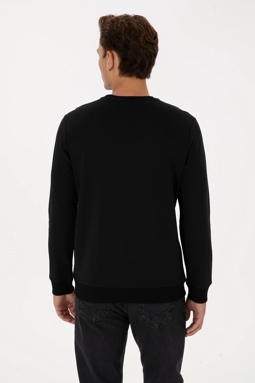U.S. Polo Assn. Erkek Regular Fit Bisiklet Yaka Siyah Basic Sweatshirt 50307793-VR046