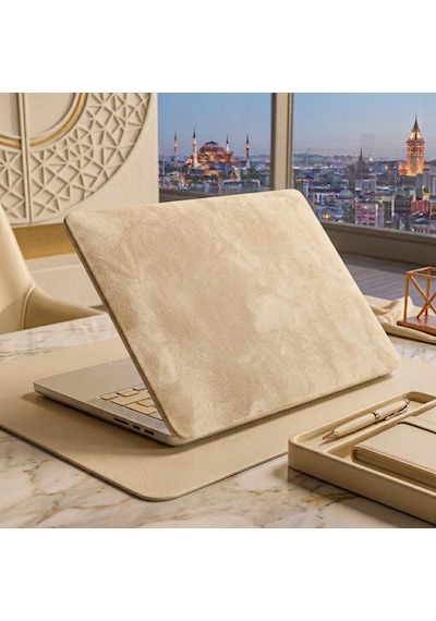 Kendinden Yapışkanlı Alcantara Laptop Kaplama 48x30 Cm Süet Doku Arka Kapak Çizilme Önleyici Koruyucu Skin 023 - Mat Krem