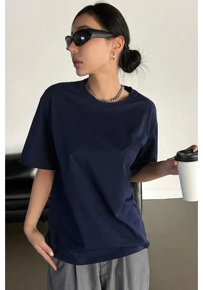 Flood Of Style Unisex Hey You Baskılı T-shirt Lacivert