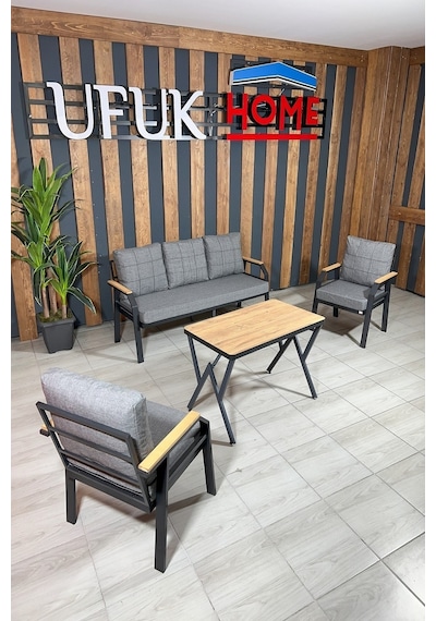 Ard & Garden Kavacık 3+1+1+masa Bahçe Mobilyası, Balkon Çay Seti, Bahçe Koltuk Takımı Gri