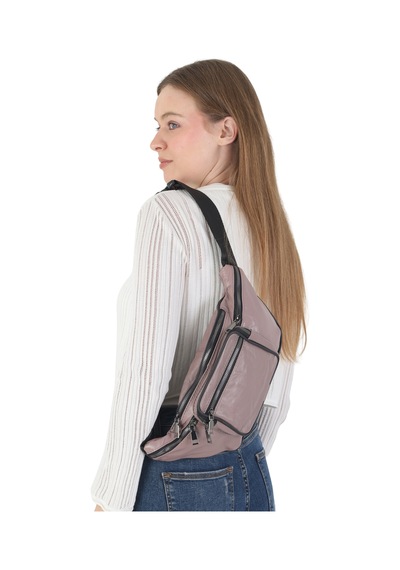 Nahitatyana Unisex Çok Cepli Hakiki Deri Freebag Bel Çantası Ve Omuz Çantası Pudra - 121763658 Pudra