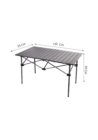 Sportaj Taşınabilir Kamp Masası Alüminyum Gövde Kolay Kurulum 120x55x50cm Siyah