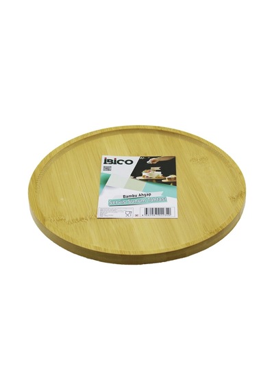 Yuvarlak 24.5cm Ayaklı 4cm Kenarlı Yüzey Ahşap Bambu Sunum Tepsisi - Mini Sofra Bx40 Renkli