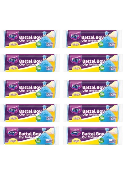 Parex Güçlü Çöp Poşeti Battal Boy Mavi 10 x 10'lu 72 x 95 CM