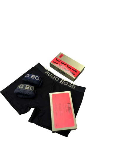 Hugo Boss 3'lü Erkek Boxer Set %100 Organik Pamuk Siyah Lacivert Gri Antrasit
