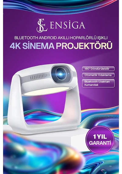 Bluetoothlu Android 4k Görüntülü Hoparlörlü Taşınabilir Sinema Projektörü