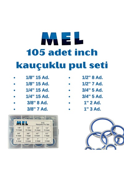 Mel 105 Parça Inch Ölçülü Oringli Pul Seti