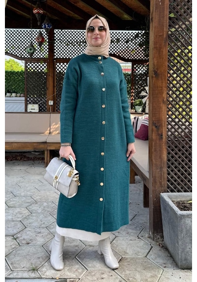 Rabia Şamlı Yakut Angora Triko Kap Zümrüt Çok Renkli