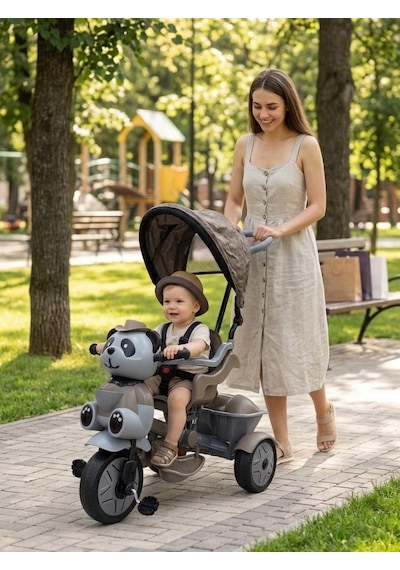 Babyhope Little Panda Lüx 3 Tekerlekli İtmeli Vizon Kahverengi