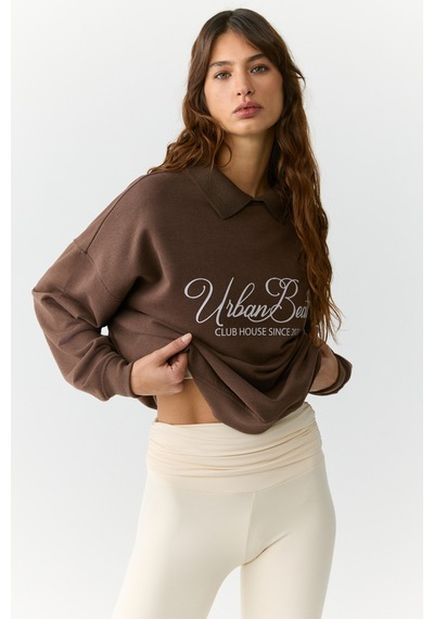 Urban Beat Alexıa Kadın Triko Gömlek Yakalı Baskı Detaylı Relaxed Kahverengi Sweatshirt Kahverengi Urban Beat Alexıa Kadın Triko Gömlek Yakalı Baskı Detaylı Relaxed Kahverengi Sweatshirt Kahverengi