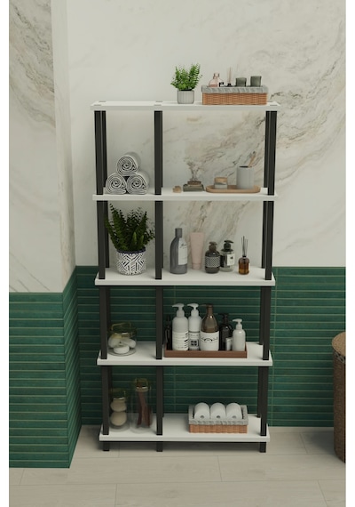 Terada 5 Katlı Banyo Düzenleyici Çok Raflı Banyo Organizeri Çok Amaçlı Banyo Düzenleyici - Beyaz Beyaz
